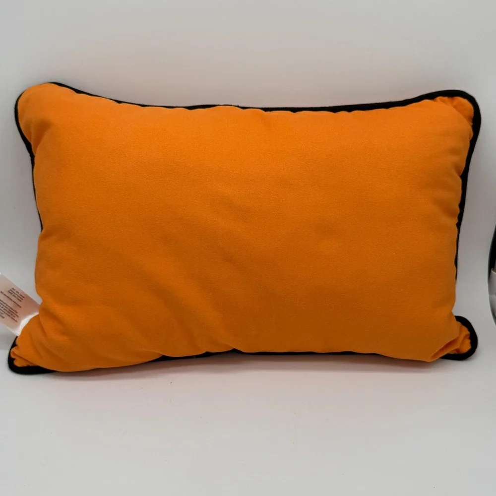 The Midnight Market Embroidered Halloween Owls Lumbar Accent Pillow Orange 11x17